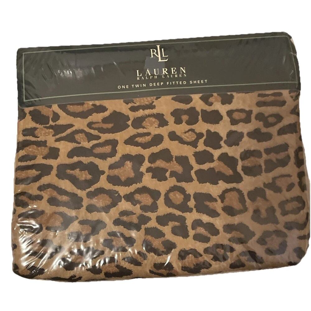 NEW Ralph Lauren Home Aragon Leopard Twin DEEP Fitted Sheet Sealed 100% Cotton